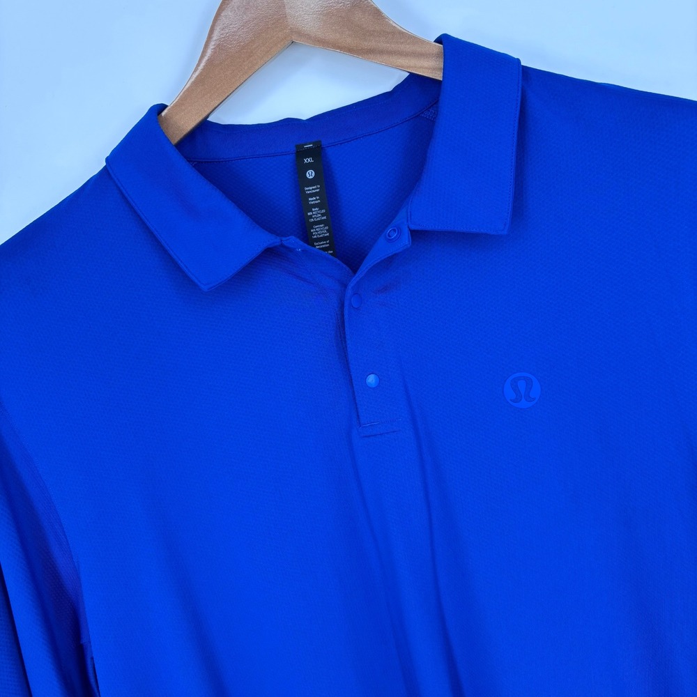 Lululemon Snap-Front Performance Short-Sleeve Polo Mens XXL Blue LM3ELHS Golf